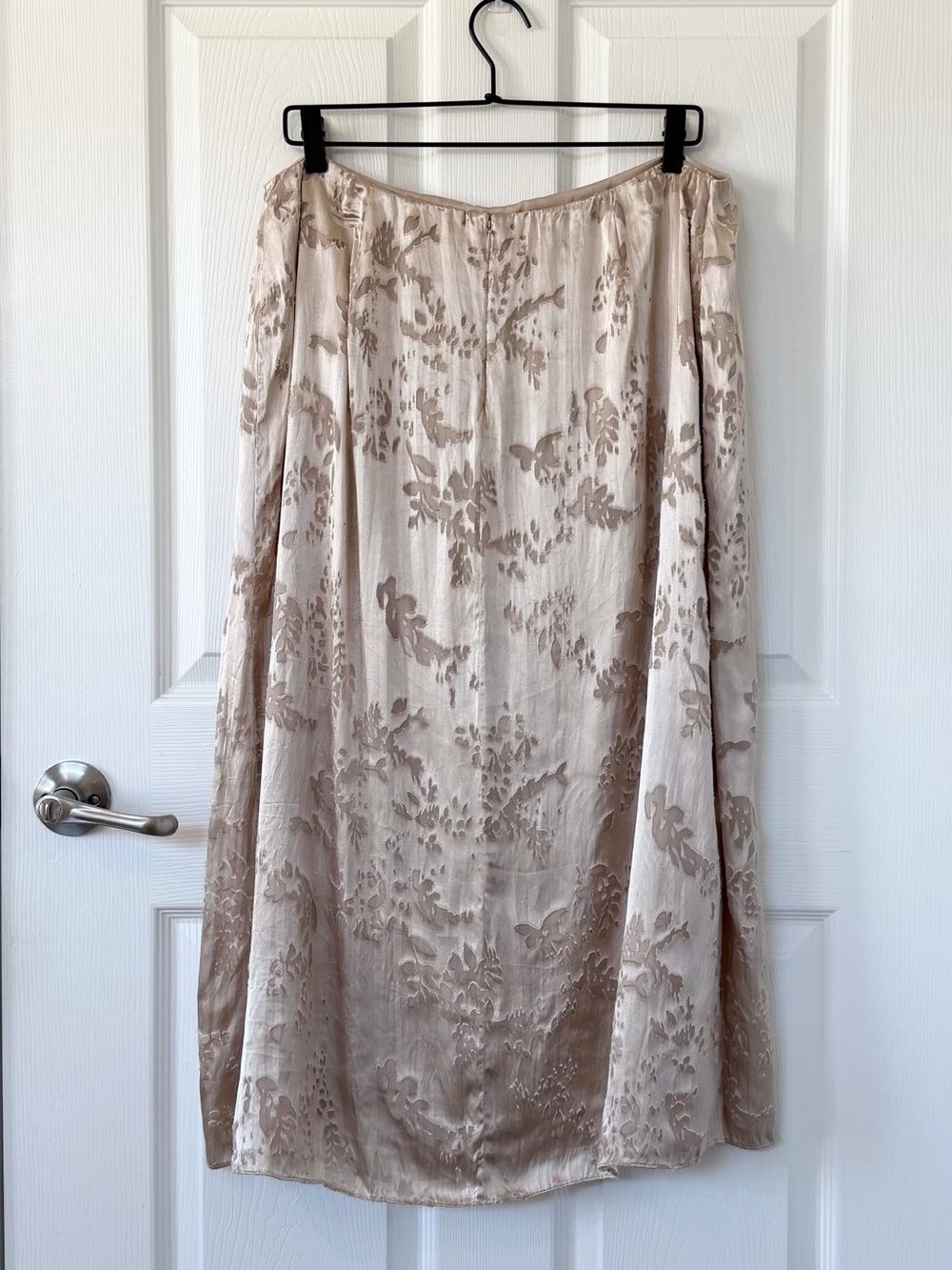 Vince Burnout Silk Asymmetric Drape Midi Skirt in Cream Ivory - Picture 6 of 12